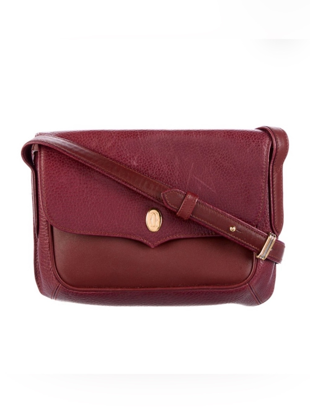 Cartier Vintage Bordeaux Burgundy Leather Crossbody Bag - Shoulder bag